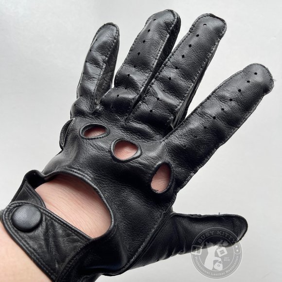 NWOT Vintage Coach Black Leather Men's Driving Gloves Medium - Style No. 2020 - Picture 6 of 8